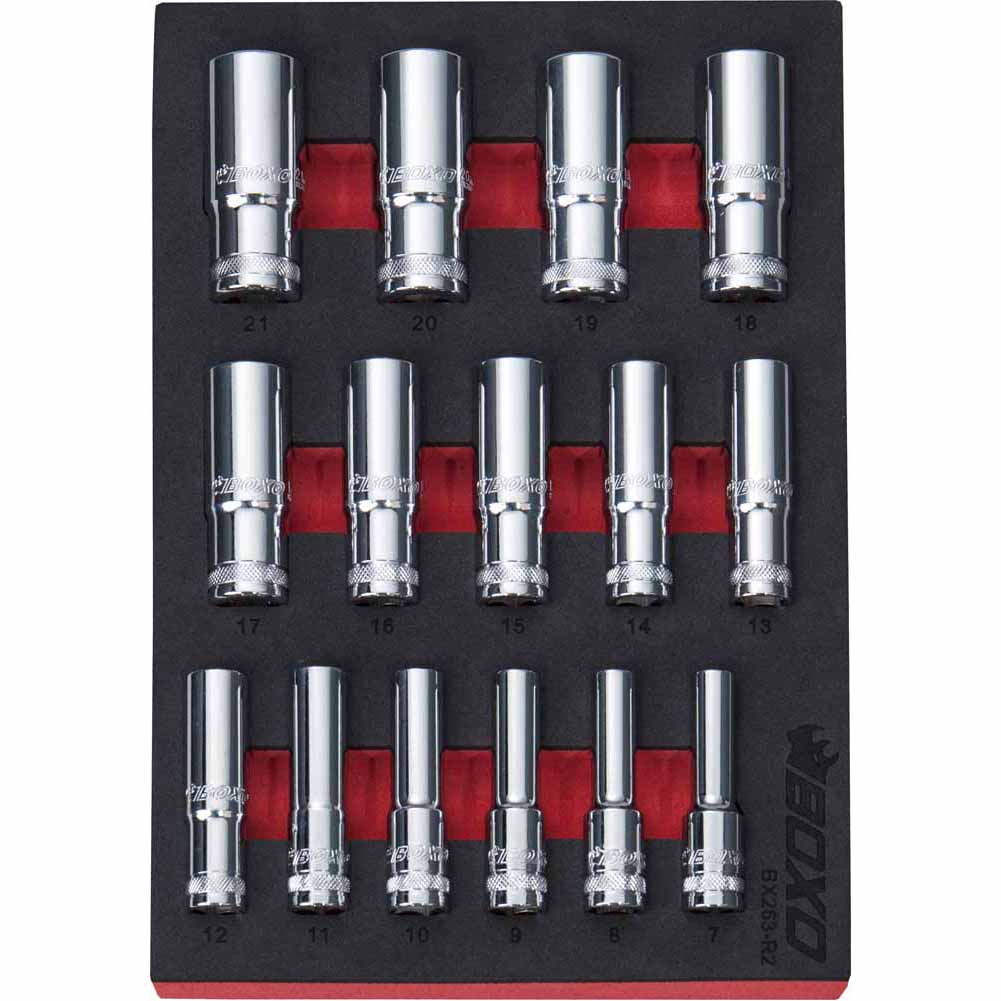BOXO 15Pc 3/8" 12PT Deep Socket Set (7mm to 21mm)