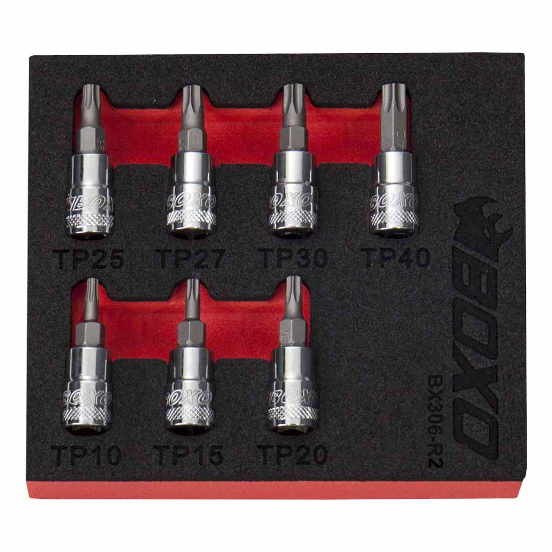 BOXO 7Pc 1/4" Tamperproof Torx Bit Socket Set