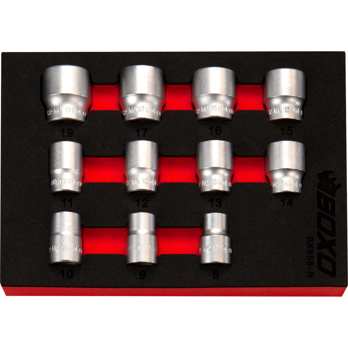 BOXO 11Pc 3/8" Anti-Slip Socket Set (8mm to 19mm)
