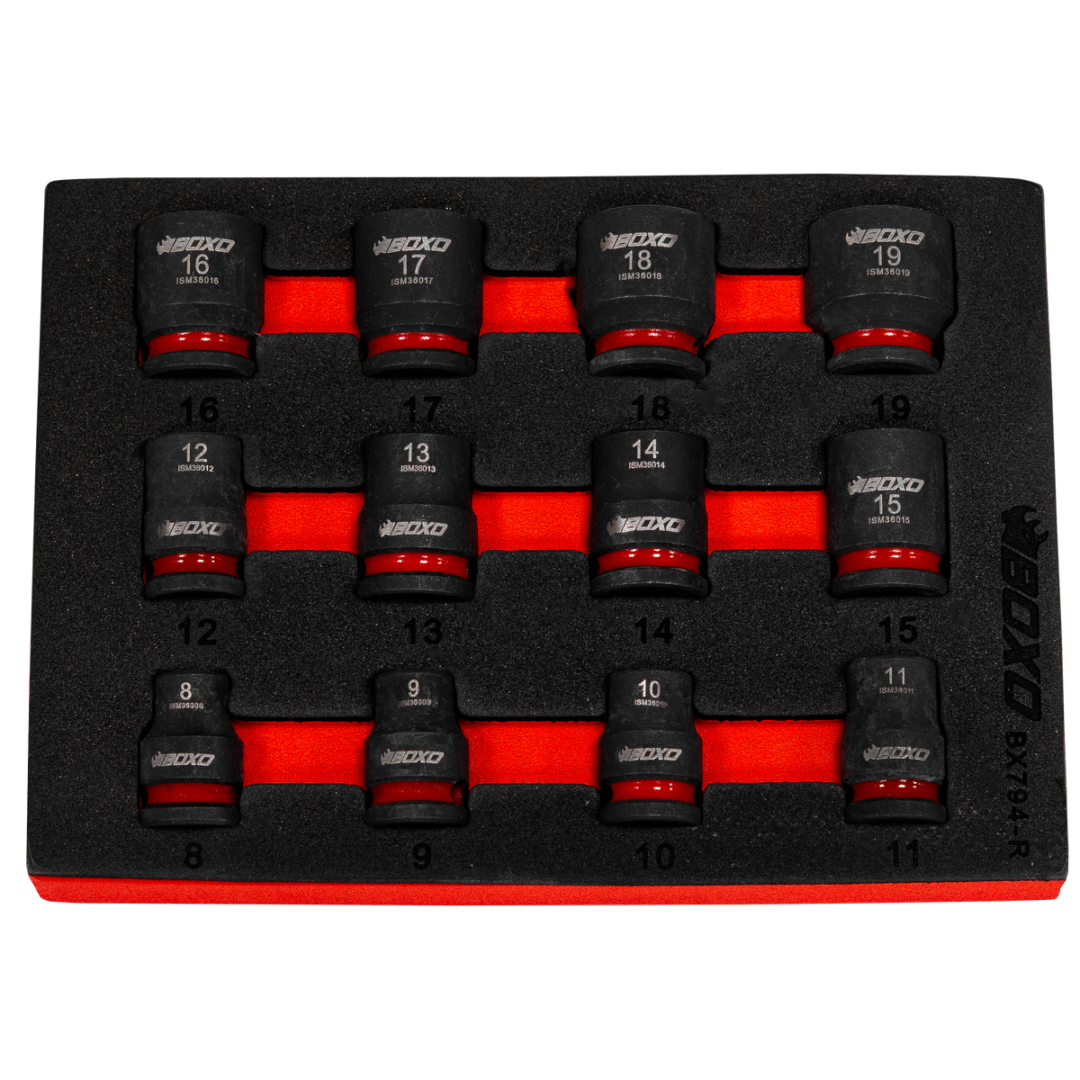 BOXO 12Pc 3/8" Magnetic Impact Socket Set
