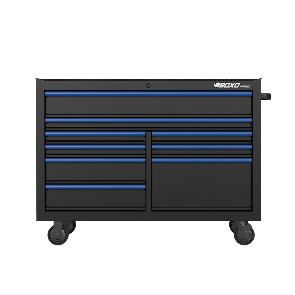 BOXO PRO 53" Gloss Finish 9 Drawer Roll Cabinet - Various Trim Options Available