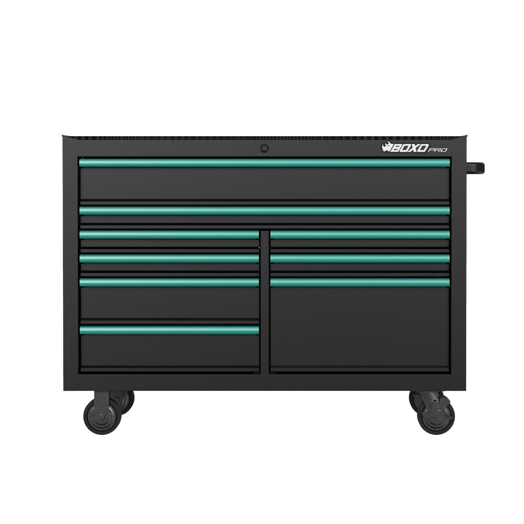 BOXO PRO 53" Gloss Finish 9 Drawer Roll Cabinet - Various Trim Options Available