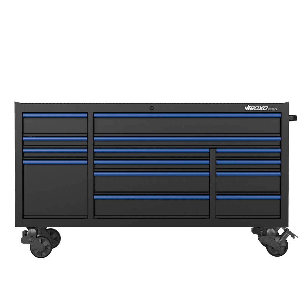 BOXO PRO 72" Gloss Finish 14 Drawer Roll Cabinet - Various Trim Options Available