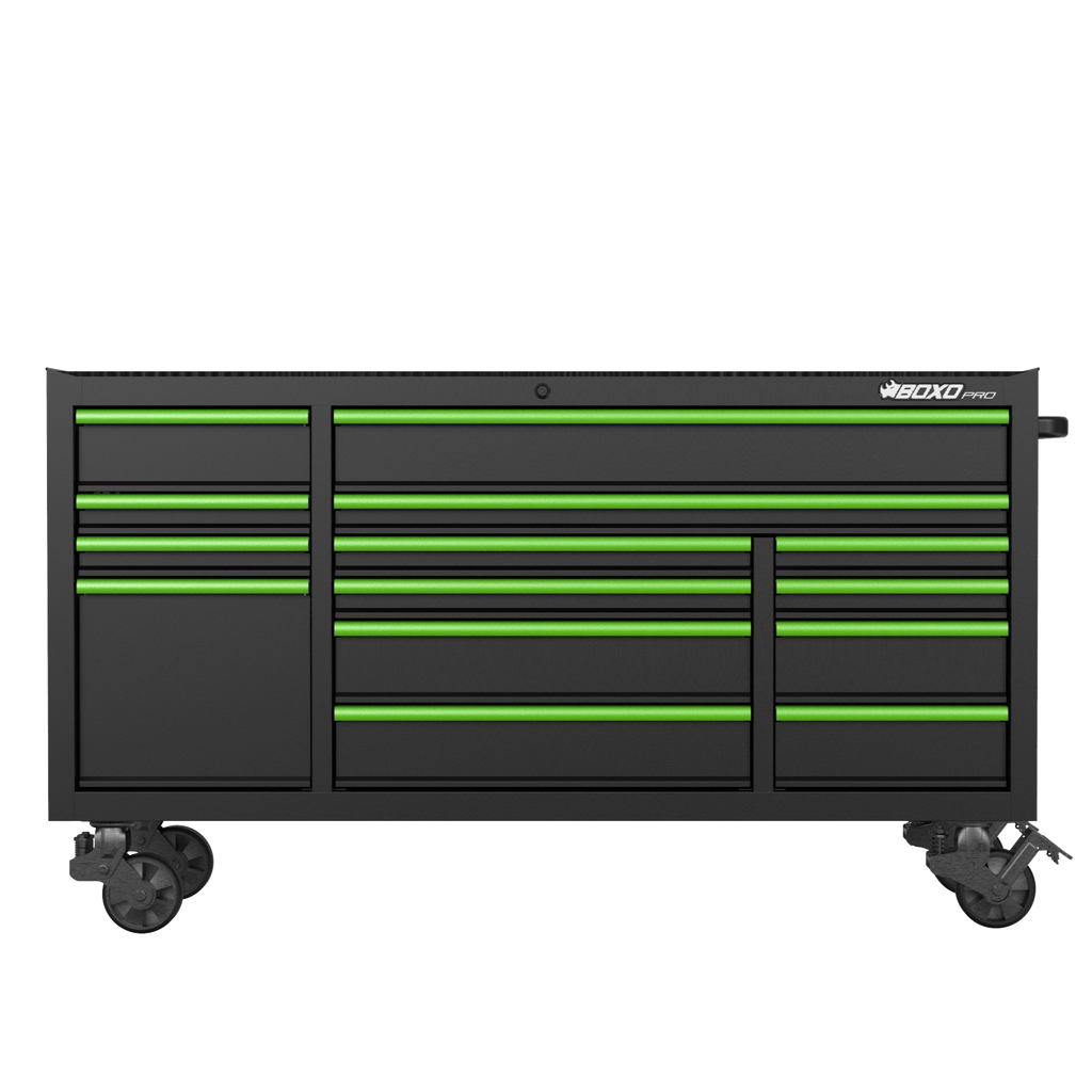BOXO PRO 72" Gloss Finish 14 Drawer Roll Cabinet - Various Trim Options Available