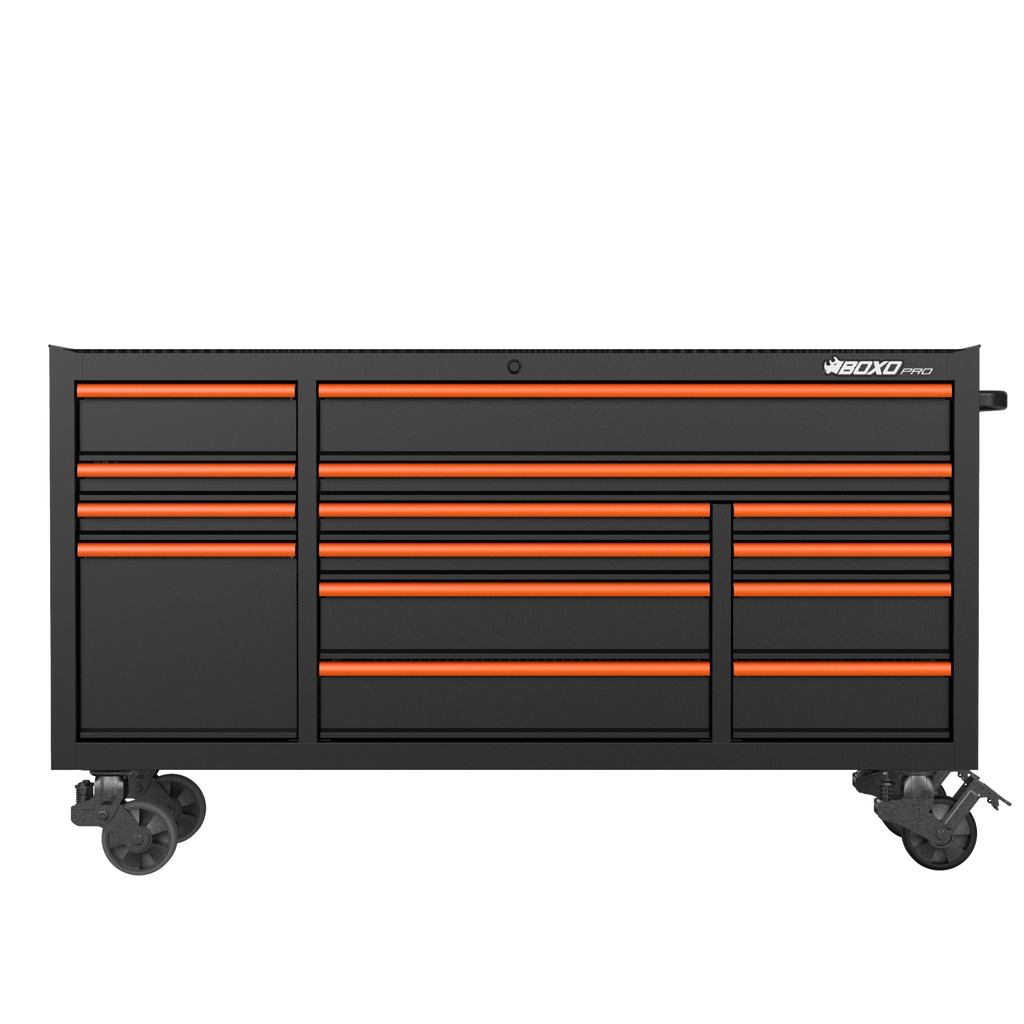 BOXO PRO 72" Gloss Finish 14 Drawer Roll Cabinet - Various Trim Options Available