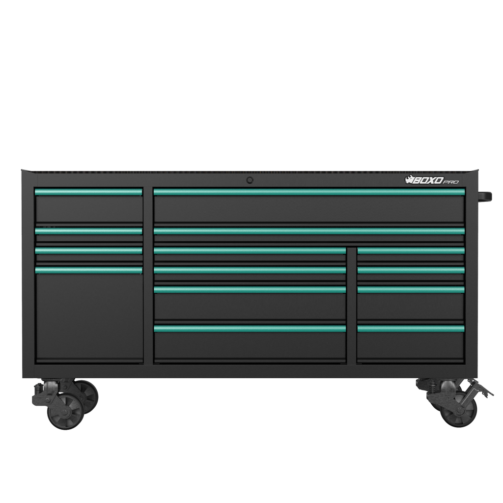 BOXO PRO 72" Gloss Finish 14 Drawer Roll Cabinet - Various Trim Options Available