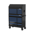 BOXO 41" 19 Drawer Toolbox Stack with Drawer Trim Pack - Black Body with Coloured Trim Pack