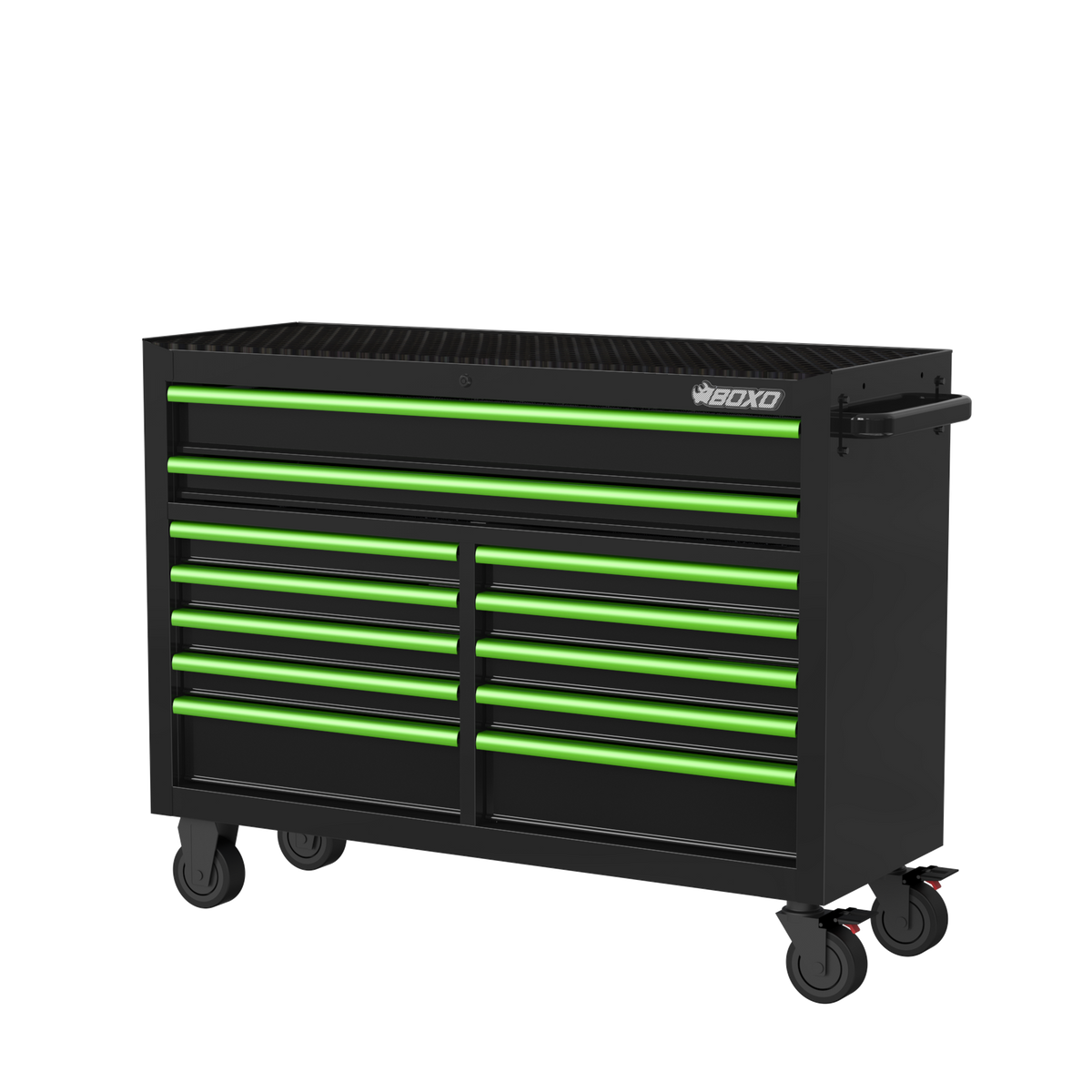 BOXO 53" 12 Drawer Roll Cabinet with Drawer Trim Pack - Black Body with Trim Colour Options