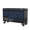 BOXO 72" 19 Drawer Triple Bank Roll Cabinet with Drawer Trim Pack - Black Body & Trim Colour Options