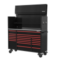 BOXO 72" 19 Drawer Toolbox Stack with Drawer Trim Pack - Black Body & Trim Colour Options